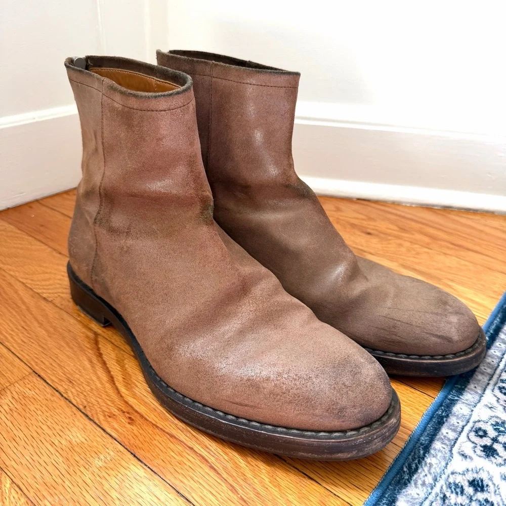 Maison Margiela Brown Suede Men’s Ankle Boots Vibram Sole Back Zip Size 45